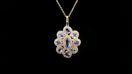 1.71 Ct Marquise Tanzanite 14K Gold Pendant