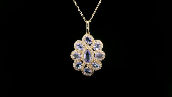 1.71 Ct Marquise Tanzanite 14K Gold Pendant