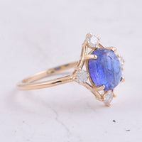 1.88 Ct Oval Cabochon Cut Natural Tanzanite 14K Gold Ring