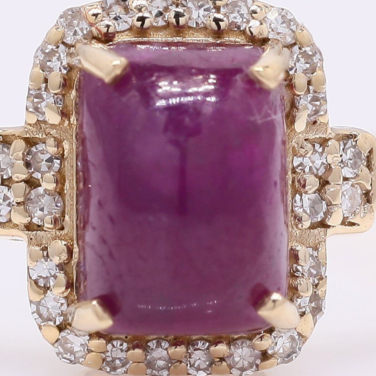 1.92 Ct Cushion Cabochon Cut Natural Ruby 14K Gold Ring
