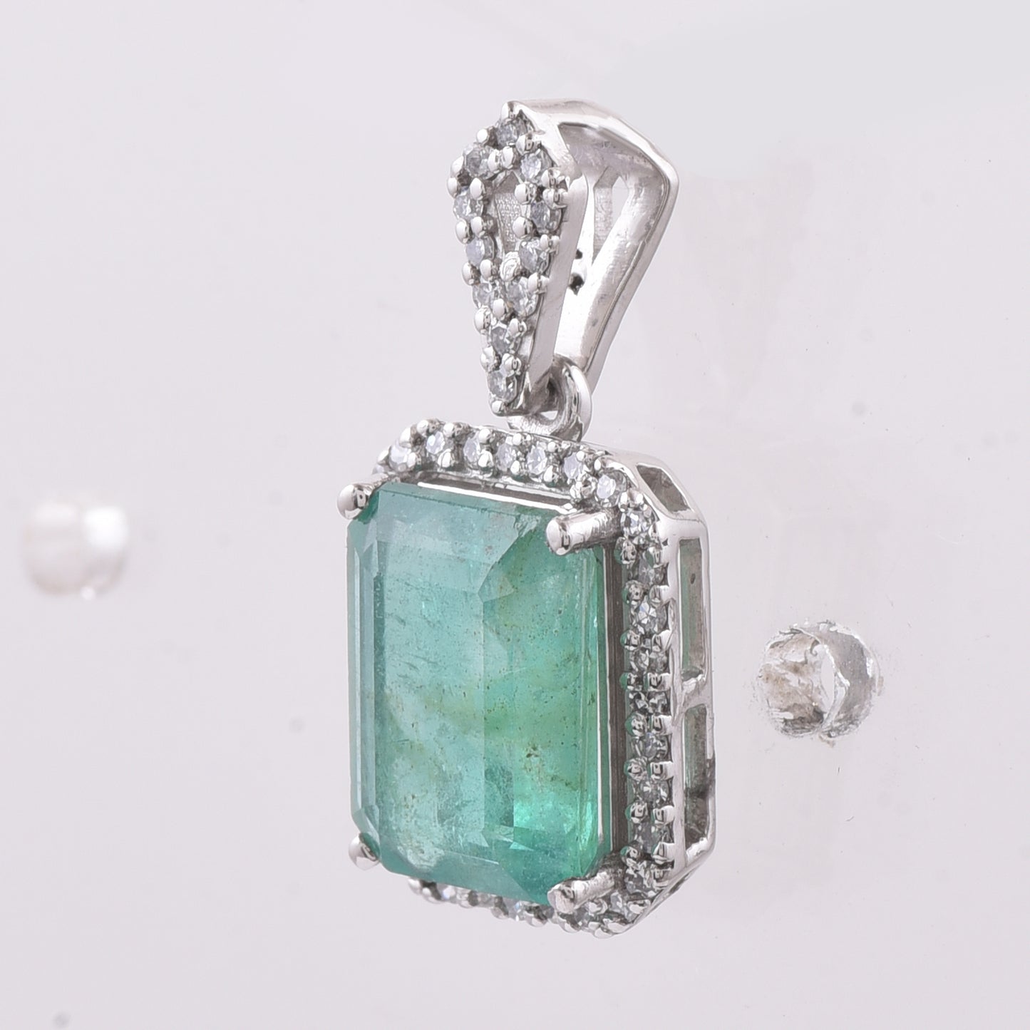 1.98 Ct Octagon Step Cut Natural Emerald 950 Platinum Pendant