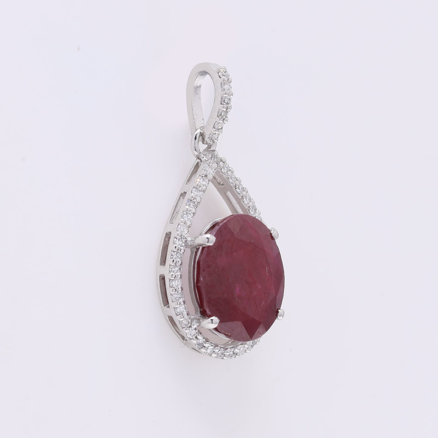 3.45 Ct Oval Mixed Cut Natural Ruby 950 Platinum Pendant