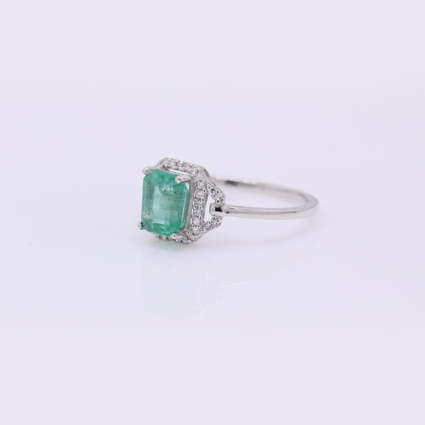 1.28 Ct Octagon Step Cut Natural Emerald 950 Platinum Ring