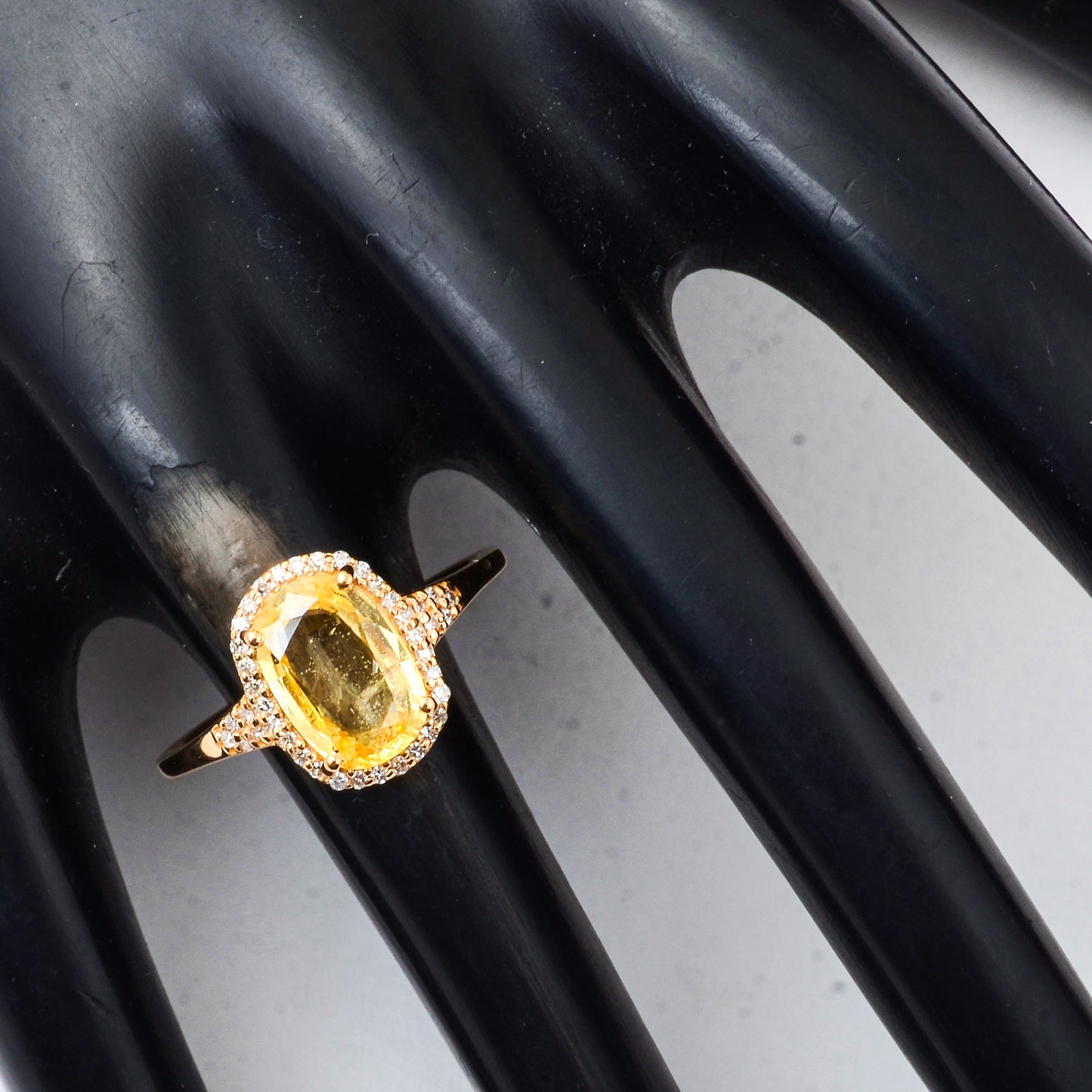 1.94 Ct Cushion Mixed Cut Natural Yellow Sapphire 14K Gold Ring