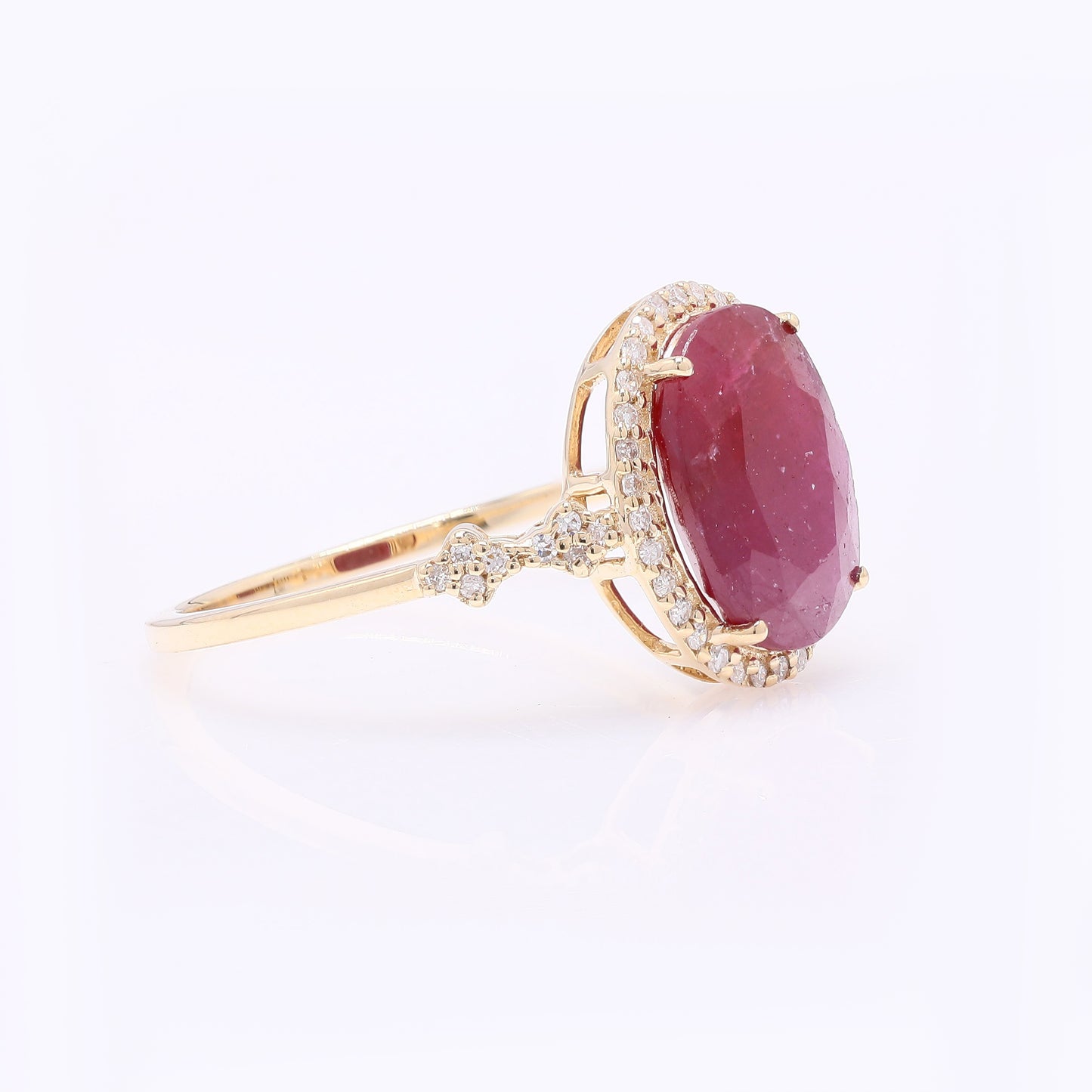 3.36 Ct Oval Mixed Cut Natural Ruby 14K Gold Ring