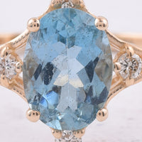 1.25 Ct Oval Natural Aquamarine 14K Gold Ring