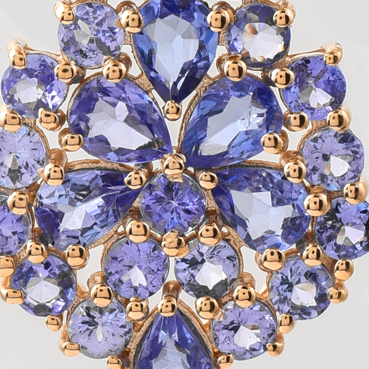 2.16 Ct Round Mixed Cut, Pear Mixed Cut Natural Tanzanite 14K Gold Pendant