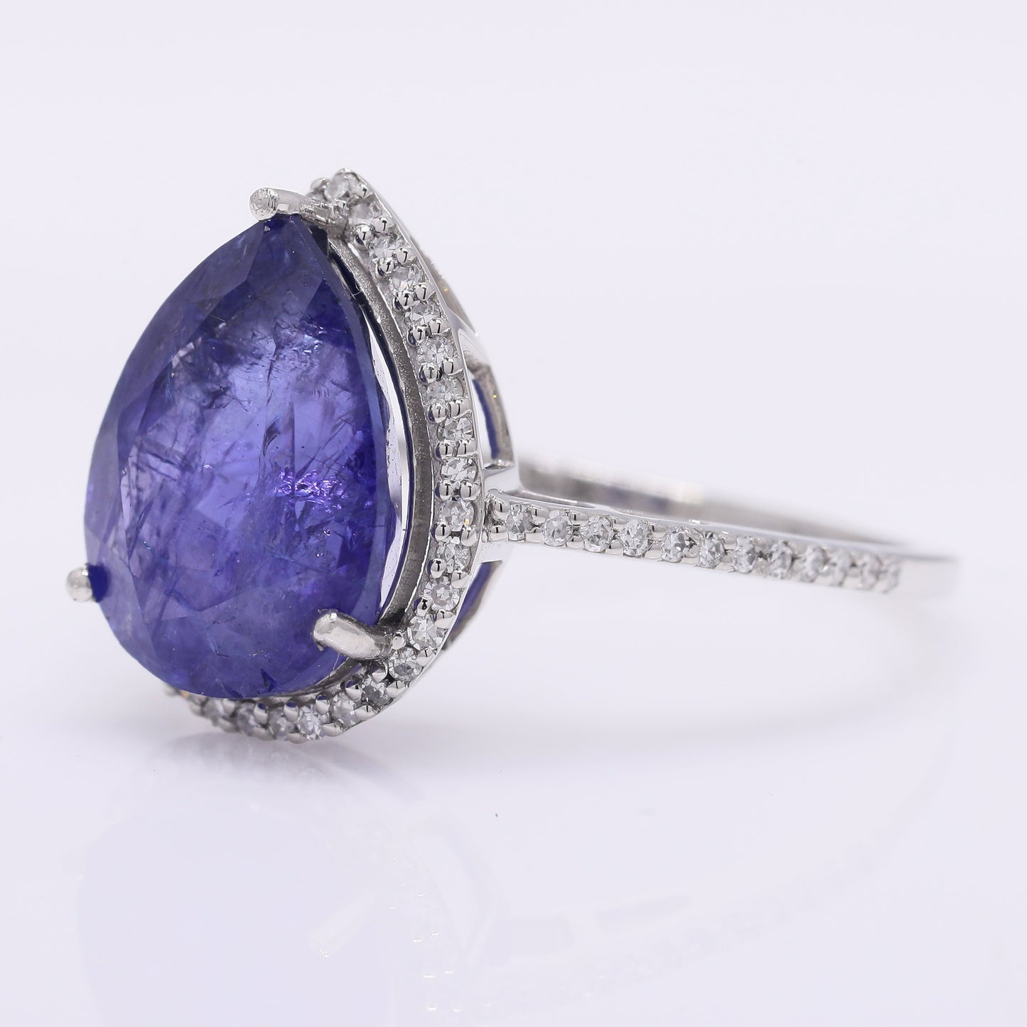 4.96 Ct Pear Mixed Cut Natural Tanzanite 950 Platinum Ring