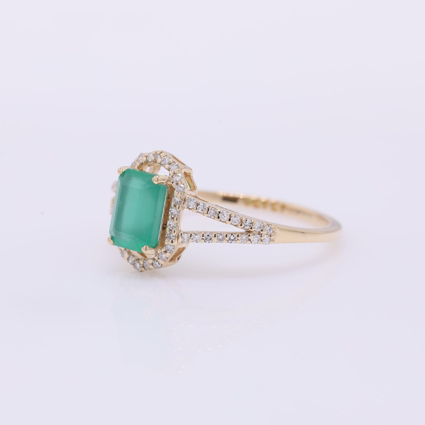 1.26 Ct Octagon Step Cut Natural Emerald 14K Gold Ring