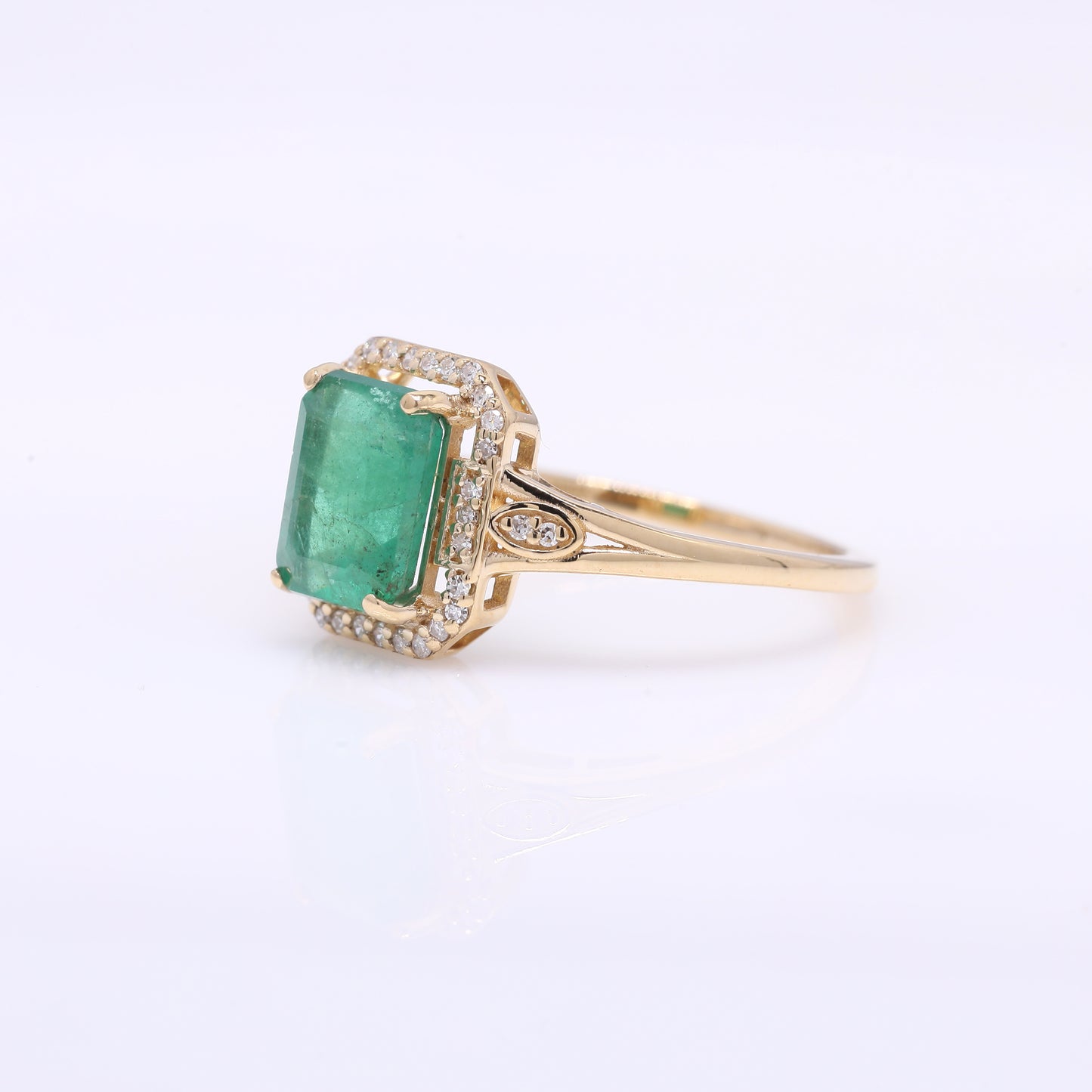 1.75 Ct Octagon Step Cut Natural Emerald 14K Gold Ring