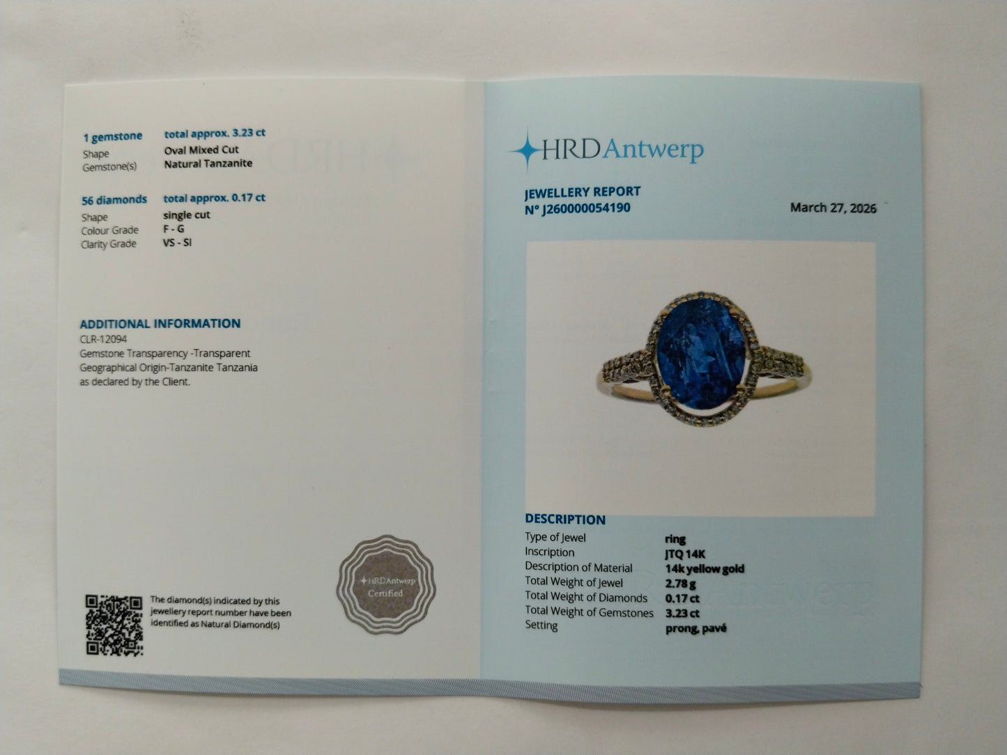 3.40 Ct Oval Mixed Cut Natural Tanzanite 14K Gold Ring