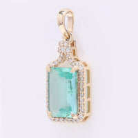 1.64 Ct Octagon Step Cut Natural Emerald 14K Gold Pendant