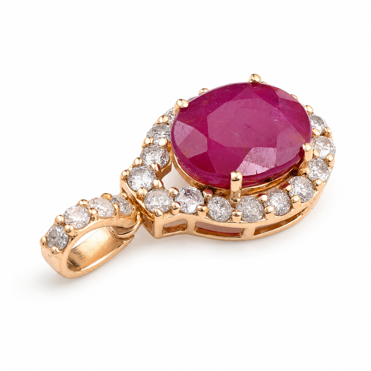 2.90 Ct Oval Ruby 9K Gold Pendant