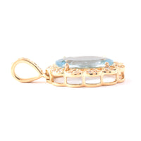1.75 Ct Oval Mixed Cut Natural Aquamarine 14K Gold Pendant