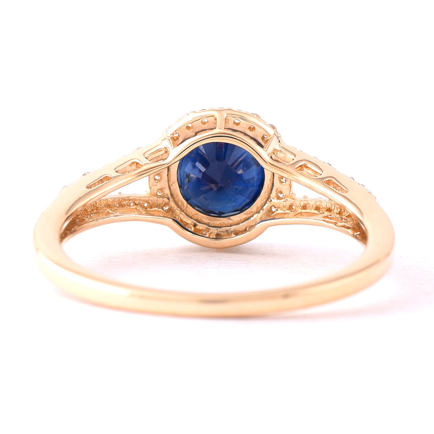 1.67 Ct Round Mixed Cut Natural Sapphire 14K Gold Ring