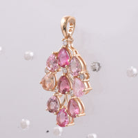 2.56 Ct Pear Natural Multi Coloured Tourmaline 14K Gold Pendant