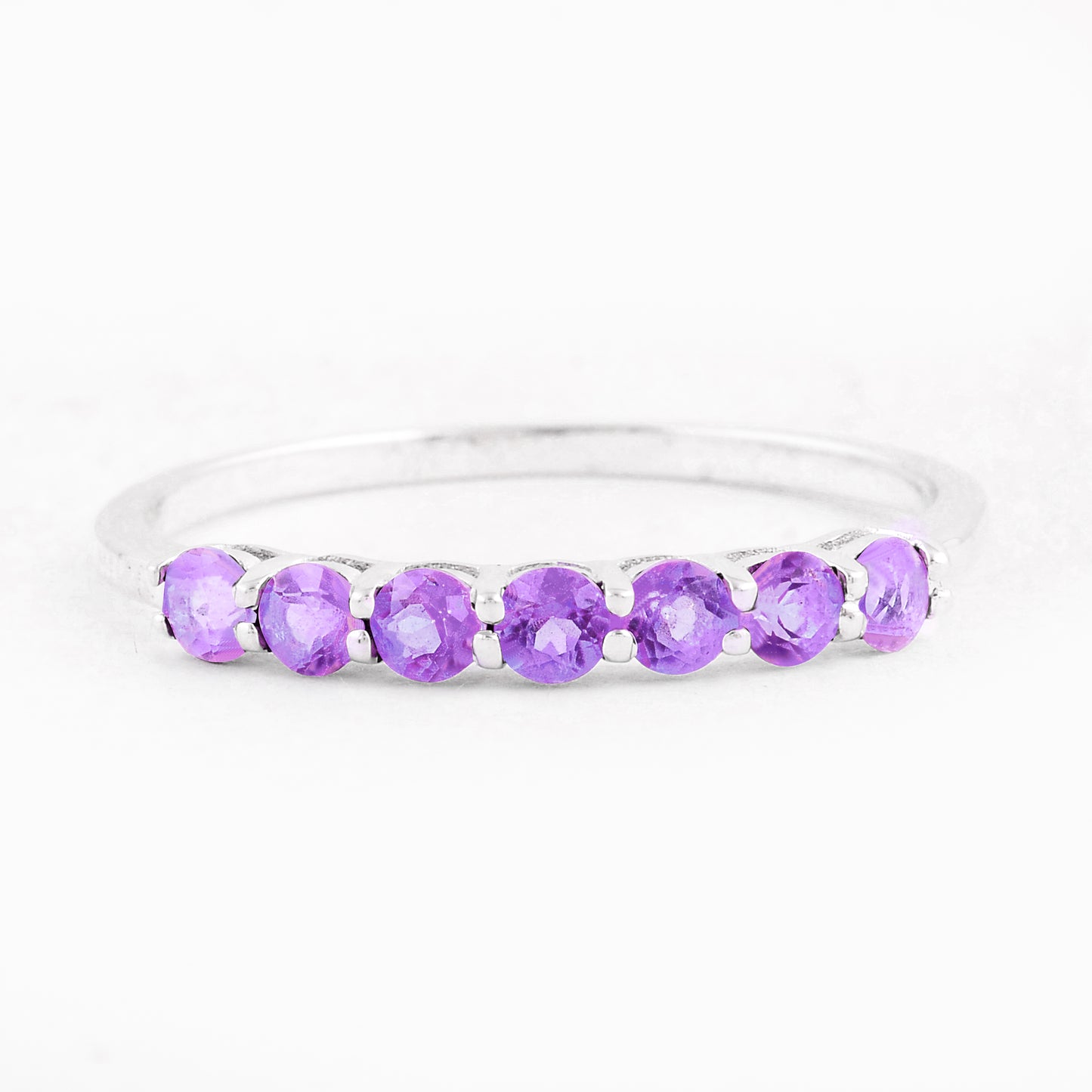 0.68 Ct Round Amethyst, 925 Sterling Silver Ring