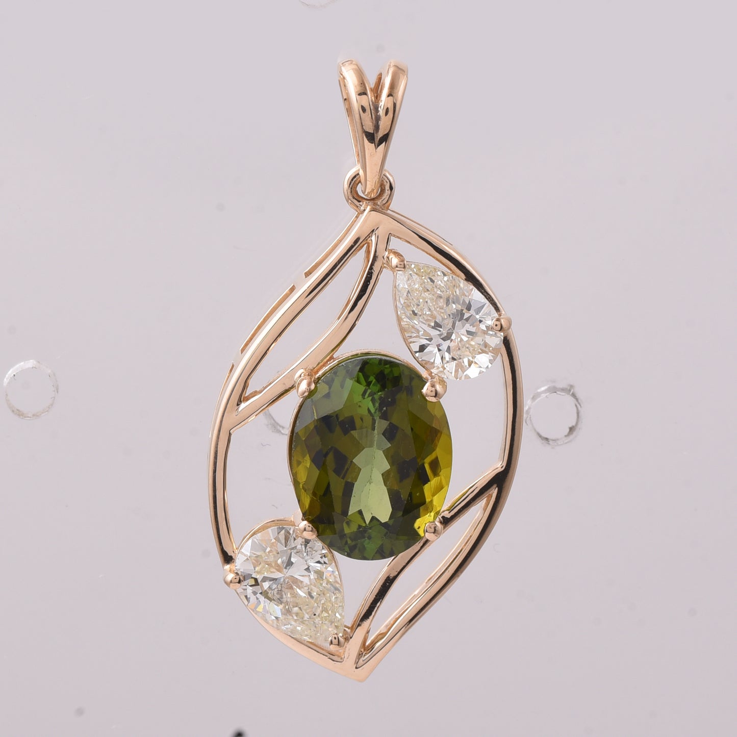 2.81 Ct Oval Mixed Cut Natural Tourmaline 14K Gold Pendant