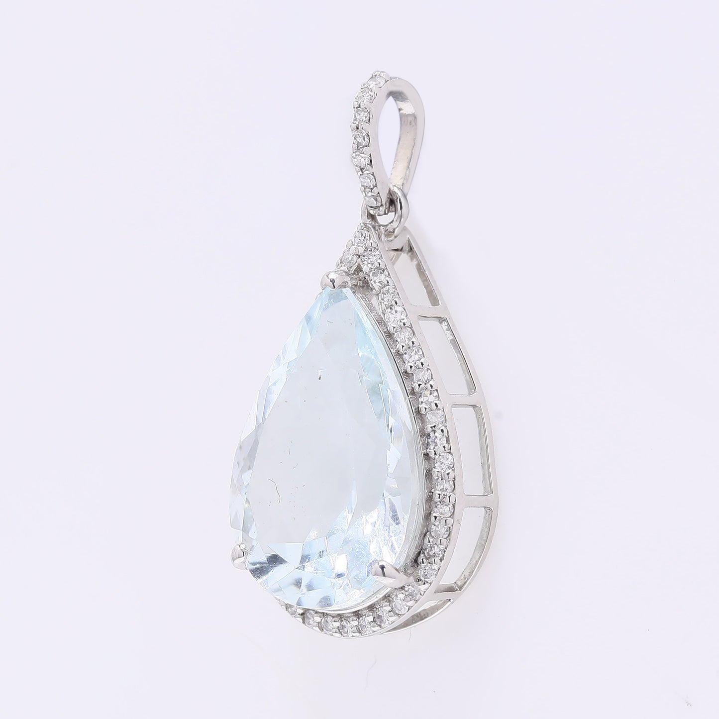 5.43 Ct Pear Mixed Cut Natural Aquamarine 950 Platinum Pendant
