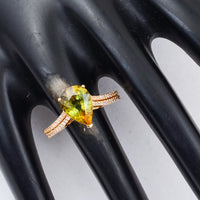 2.56 Ct Pear Mixed Cut Natural Tanzanite 14K Gold Ring