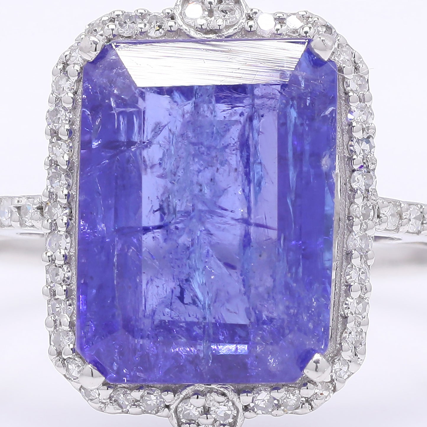 4.88 Ct Octagon Step Cut Natural Tanzanite 950 Platinum Ring