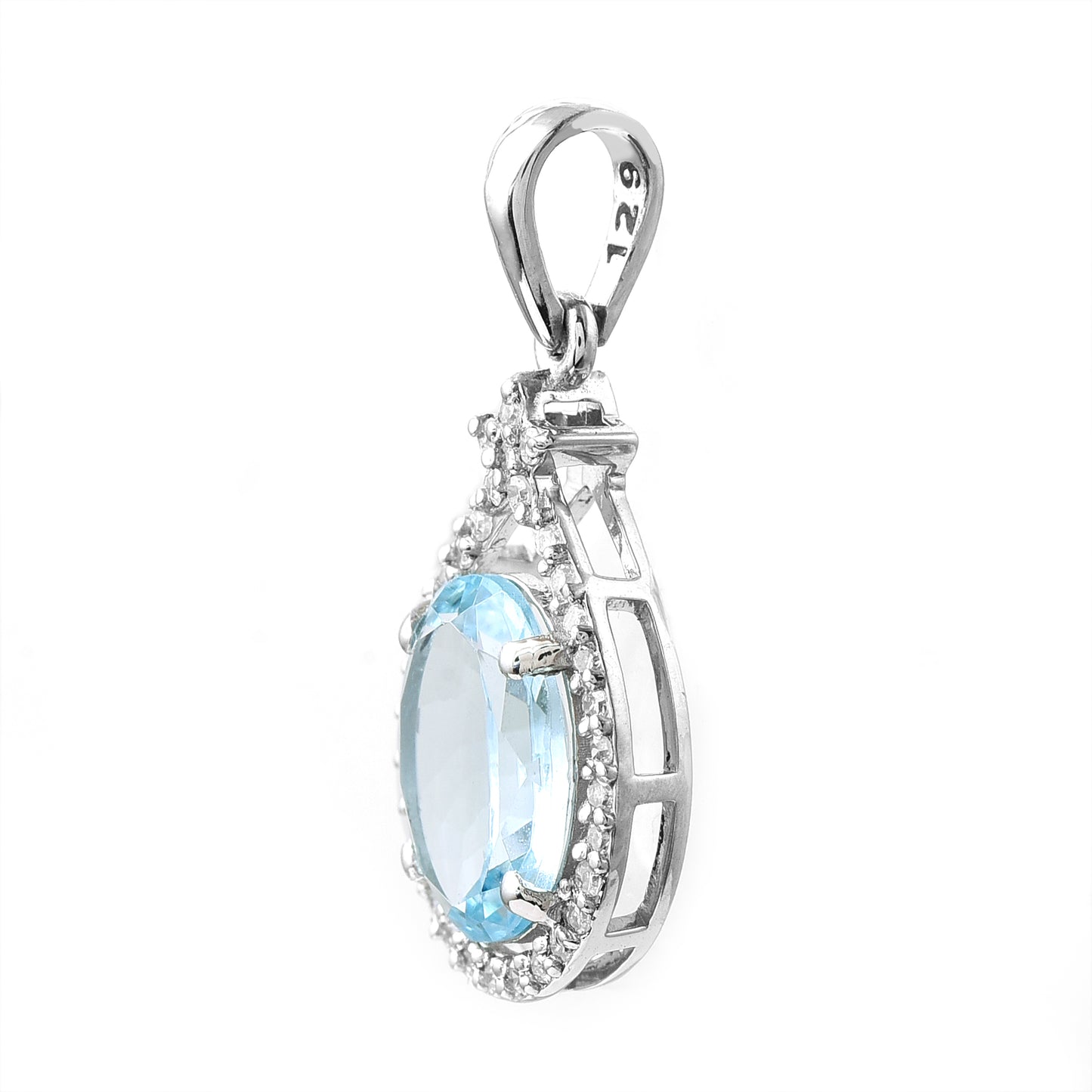 1.40 Ct Oval Mixed Cut Natural Aquamarine 950 Platinum Pendant