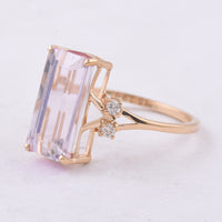 4.51 Ct Octagon Step Cut Natural Kunzite 14K Gold Ring