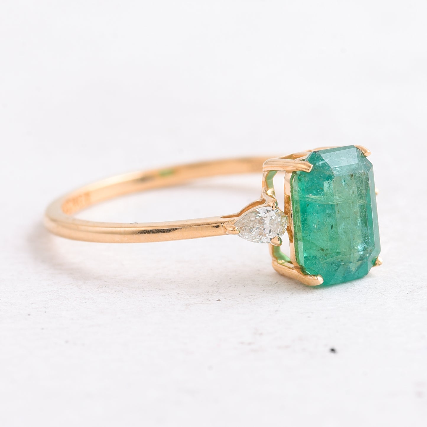 1.37 Ct Octagon Step Cut Natural Emerald 14K Gold Ring