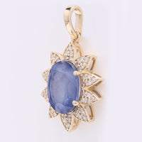 3.24 Ct Oval Mixed Cut Natural Sapphire 14K Gold Pendant