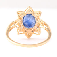 2.45 Ct Oval Mixed Cut Natural Sapphire 14K Gold Ring