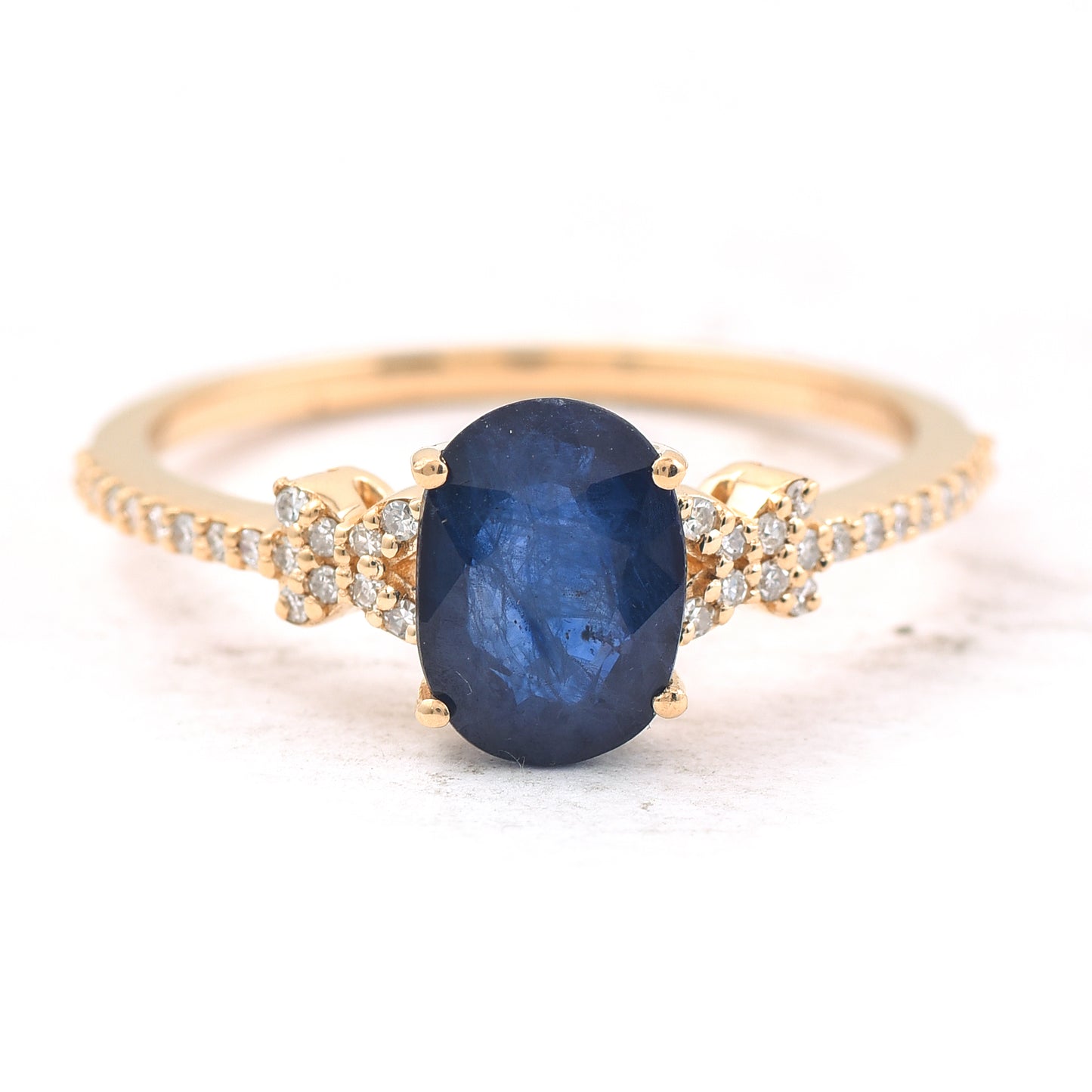 1.73 Ct Oval Mixed Cut Natural Sapphire 14K Gold Ring