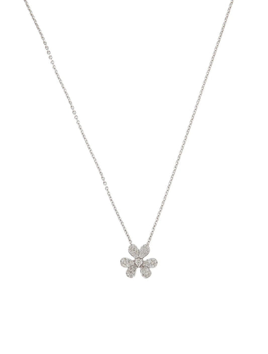 18K Diamond Floral Pendant Necklace