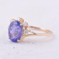 3.30 Ct Oval Natural Tanzanite 14K Gold Ring