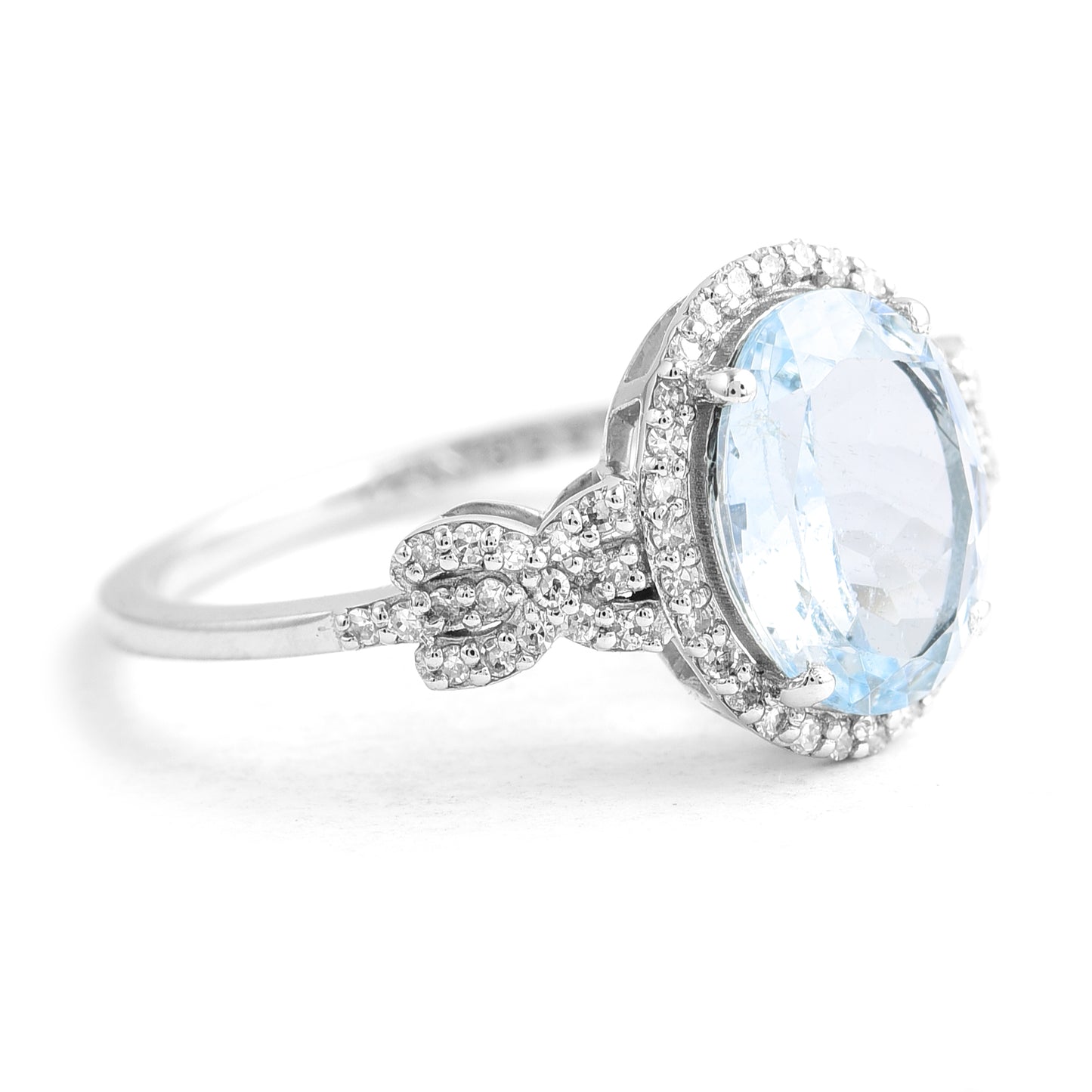 3.10 Ct Oval Mixed Cut Natural Aquamarine 950 Platinum Ring