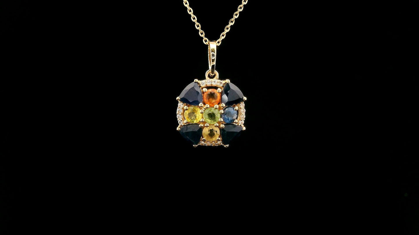 1.95 Ct Trillion Sapphire 14K Gold Pendant