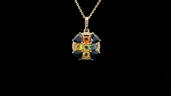 1.95 Ct Trillion Sapphire 14K Gold Pendant
