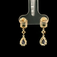 2.46 Ct Octagon Multi Sapphire 14K Gold Earrings