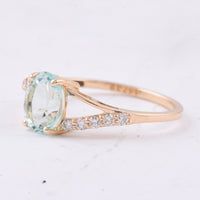 1.42 Ct Oval Natural Green Beryl 14K Gold Ring
