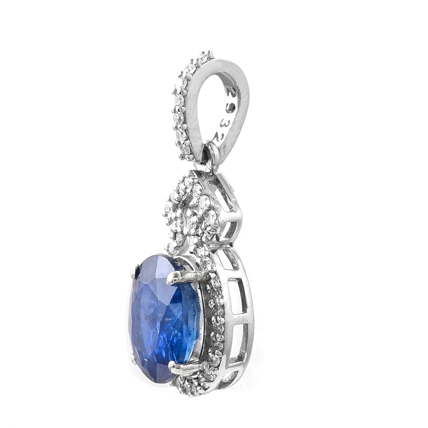 1.89 Ct Oval Sapphire 950 Platinum Pendant