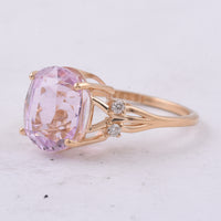 5.68 Ct Oval Natural Kunzite 14K Gold Ring