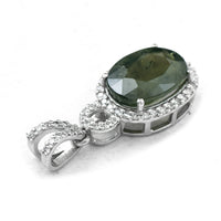 3.02 Ct Oval Mixed Cut Natural Green Sapphire 950 Platinum Pendant