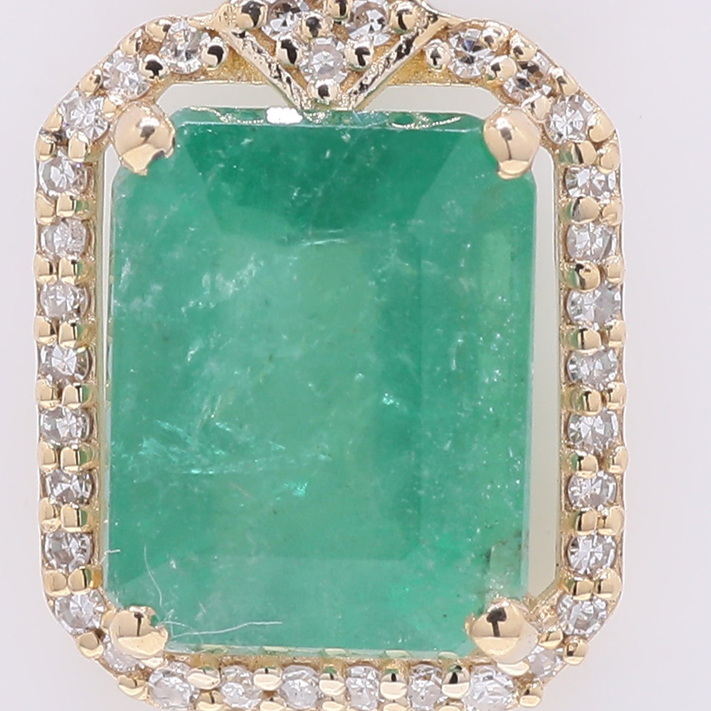 2.54 Ct Octagon Step Cut Natural Emerald 14K Gold Pendant
