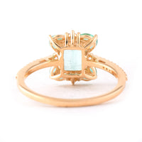 1.26 Ct Octagon Step Cut, Marquise Mixed Cut Natural Emerald 14K Gold Ring