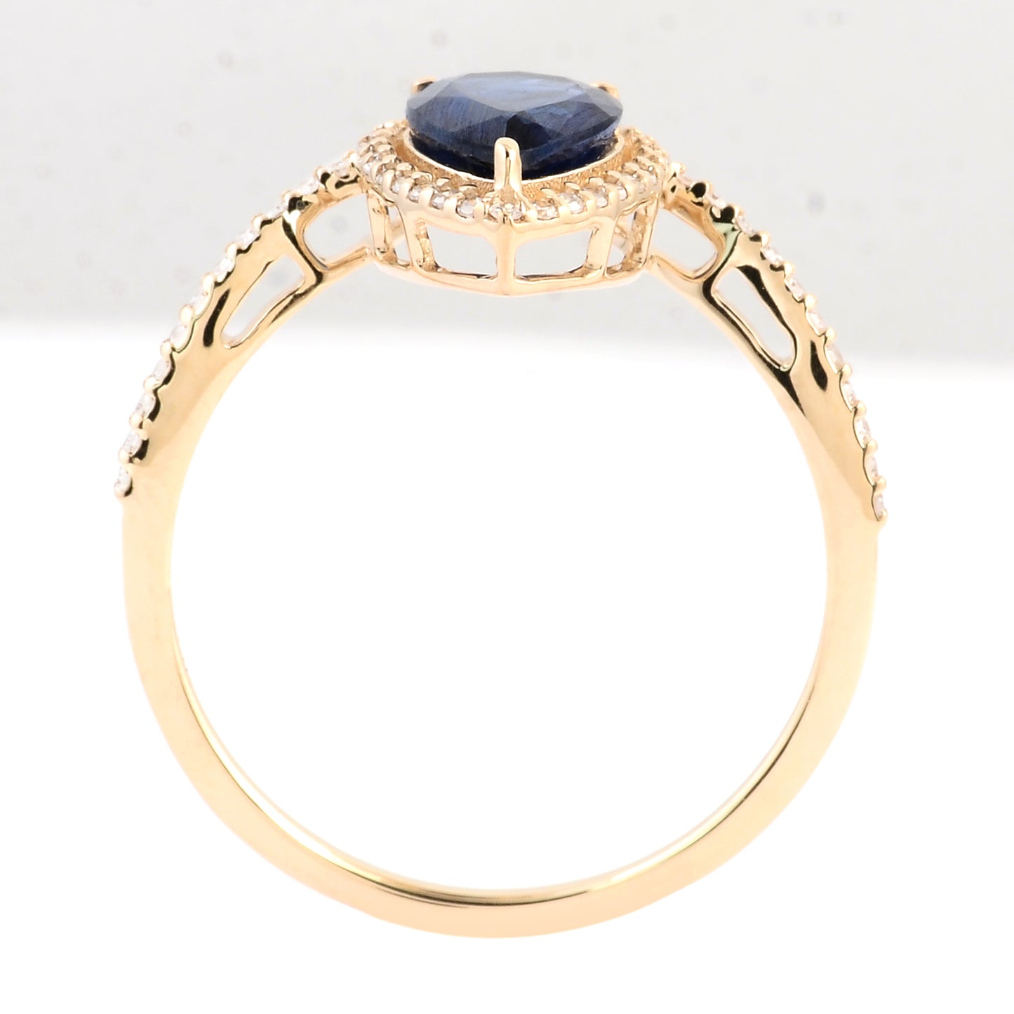 1.41 Ct Pear Mixed Cut Natural Corundum Sapphire 14K Gold Ring