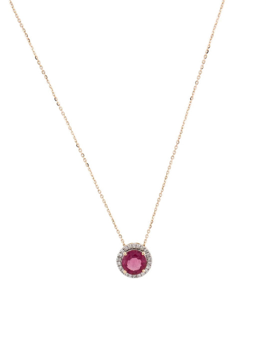 14K 1.09ct Tourmaline & Diamond Pendant Necklace