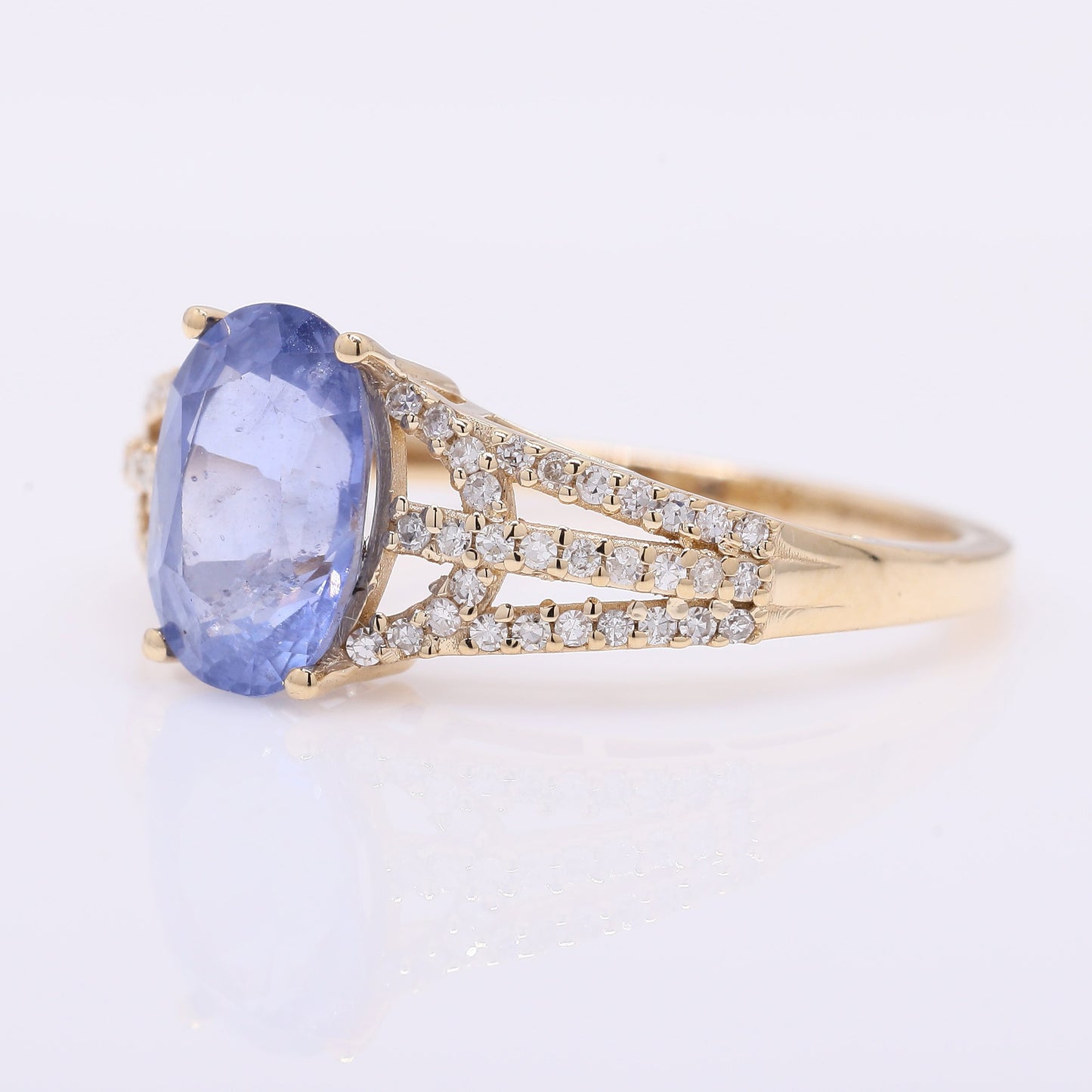 2.50 Ct Oval Mixed Cut Natural Sapphire 14K Gold Ring