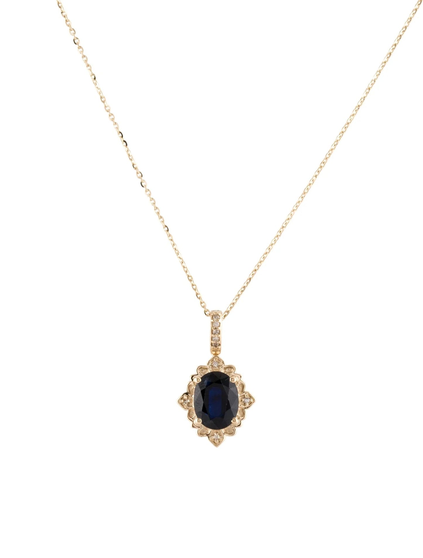 14K Sapphire & Diamond Pendant Necklace
