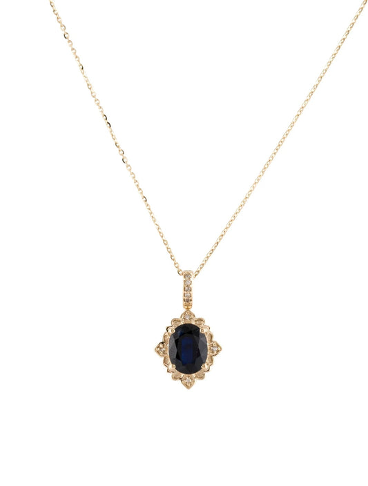 14K Sapphire & Diamond Pendant Necklace