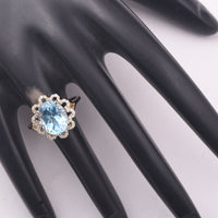 4.72 Ct Oval Blue Topaz 9K Gold Ring