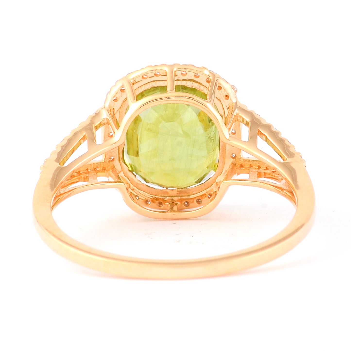 4.54 Ct Cushion Mixed Cut Natural Green Sapphire 14K Gold Ring
